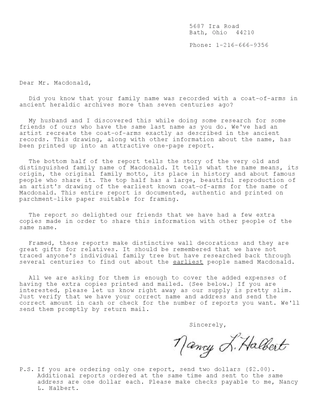 Gary Halbert's 'coat of arms' direct mail sales letter, written to read like a personal note