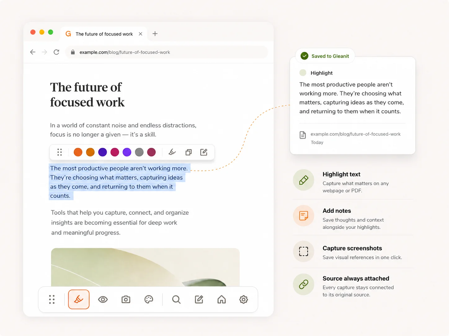 Save highlights, notes, and examples on the live page